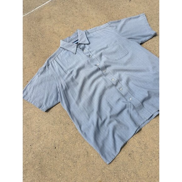 Cropped Point Zero Surfer Skater Button Up Short sleeve Shirt Blue - Picture 3 of 8